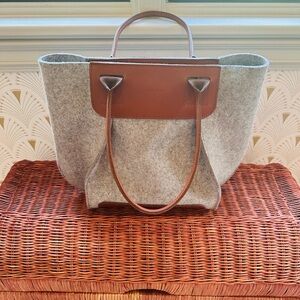 Graf Lanze Frankie Collection Midi Wool and Leather Shoulder Bag